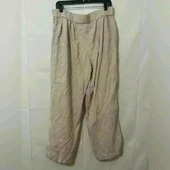 Sutton Studio Women's Linen Cream Wide-Leg Pants - Size 16W, Perfect for Summer - Picture 2 of 5